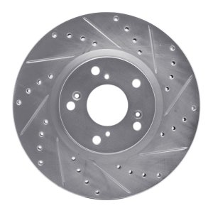 Acura RSX Brake Rotor (1) - Front Right - R1 Concepts - Drilled & Slotted - Silver - `02-`15